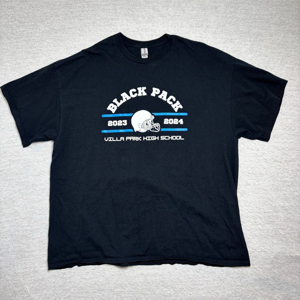 Gildan Mens TShirt 2XL Black Villa Park High School Black Pack Football‎